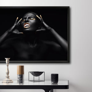 Cuadro Decorativo Black Woman 013 - Mujer Negra Africana con Dorado