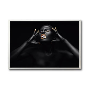 Cuadro Decorativo Black Woman 013 - Mujer Negra Africana con Dorado