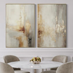 Cargar imagen en el visor de la galería, Set Cuadros Decorativos Abstracto Negro Arena 2 - 280 - Diptico Moderno y Elegante Arte Estilo Boho en Beige y Dorado Oro
