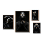 Cargar imagen en el visor de la galería, Set Cuadros Decorativos Black Woman 014 - Mujer Negra Africana con Dorado
