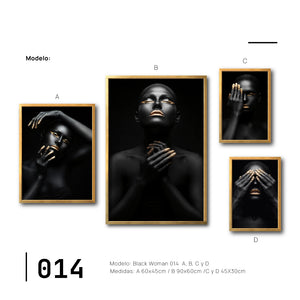 Cuadros Canvas Mujer Negra Africana con Dorado para Sala Moderna en CDMX. 014 Arte en blanco y negro.