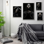 Cargar imagen en el visor de la galería, Set Cuadros Decorativos Black Woman 014 - Mujer Negra Africana con Dorado
