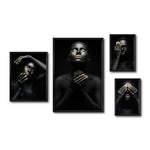Cargar imagen en el visor de la galería, Set Cuadros Decorativos Black Woman 014 - Mujer Negra Africana con Dorado
