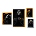 Cargar imagen en el visor de la galería, Set Cuadros Decorativos Black Woman 014 - Mujer Negra Africana con Dorado
