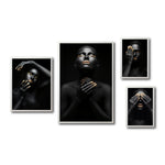 Cargar imagen en el visor de la galería, Set Cuadros Decorativos Black Woman 014 - Mujer Negra Africana con Dorado
