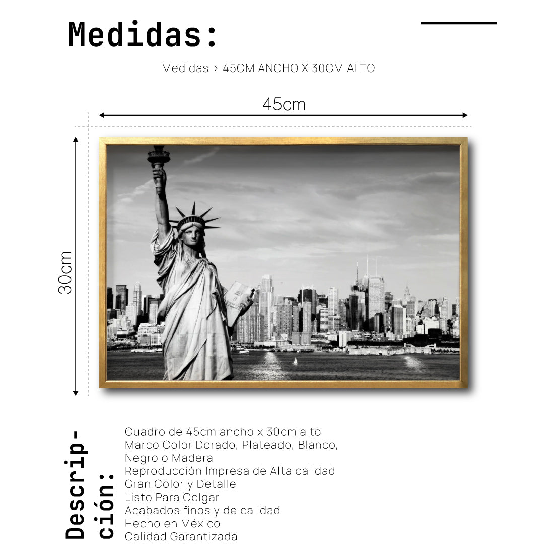 Cuadro Decorativo NY 014 - Estatua de la Libertad Nueva York