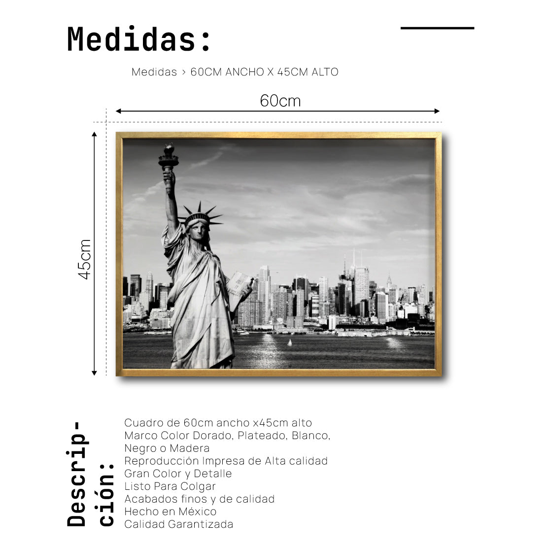 Cuadro Decorativo NY 014 - Estatua de la Libertad Nueva York