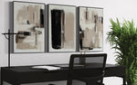 Cargar imagen en el visor de la galería, Set Cuadros Decorativos Abstracto Negro Arena 2 - 204 - Triptico Moderno Arte Minimalista estilo Nordico Boho en Tonos Neutros
