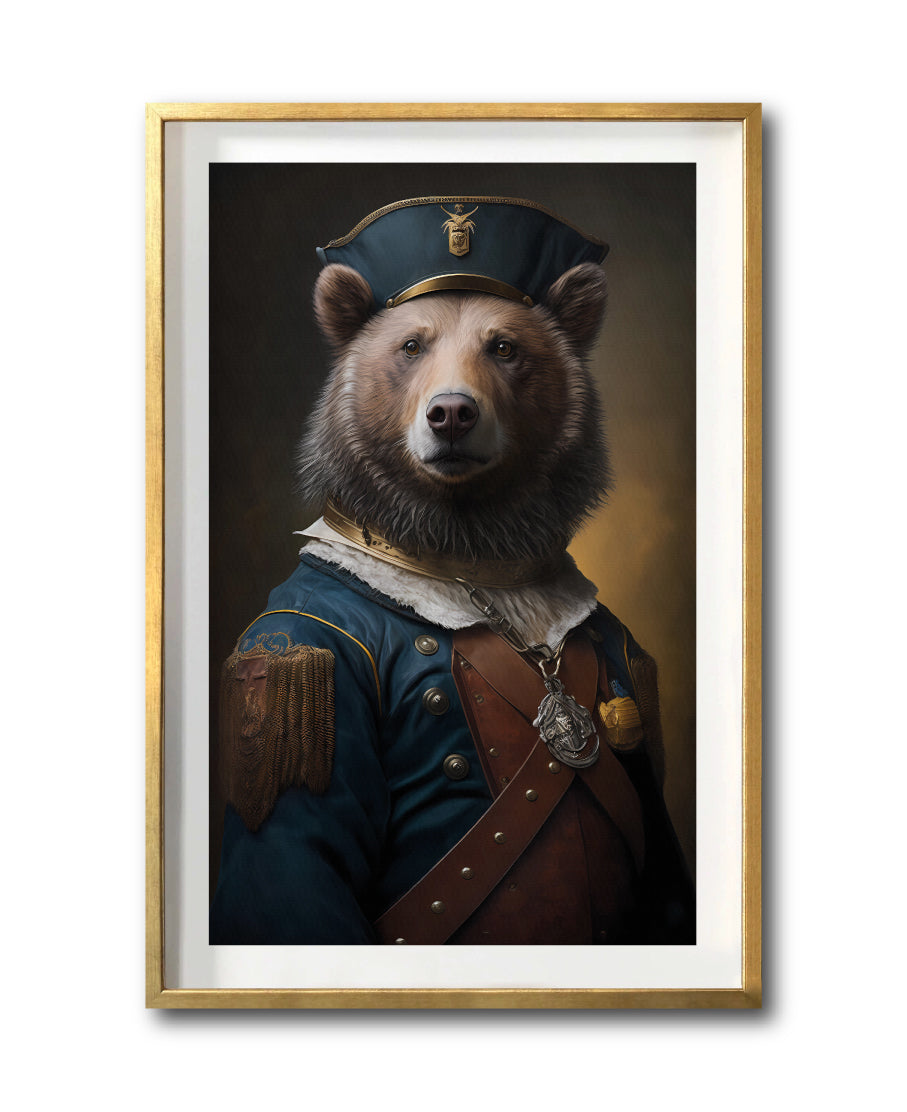 Cuadro Decorativo Animales Época 014 - Comandante Oso Vintage