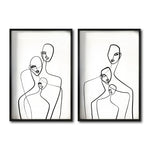 Cargar imagen en el visor de la galería, Set  2 Cuadros Decorativos Abstracto Negro Arena 014 - Arte Lineal Siluetas Femeninas Estilo Boho Minimalista
