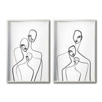 Cargar imagen en el visor de la galería, Set  2 Cuadros Decorativos Abstracto Negro Arena 014 - Arte Lineal Siluetas Femeninas Estilo Boho Minimalista
