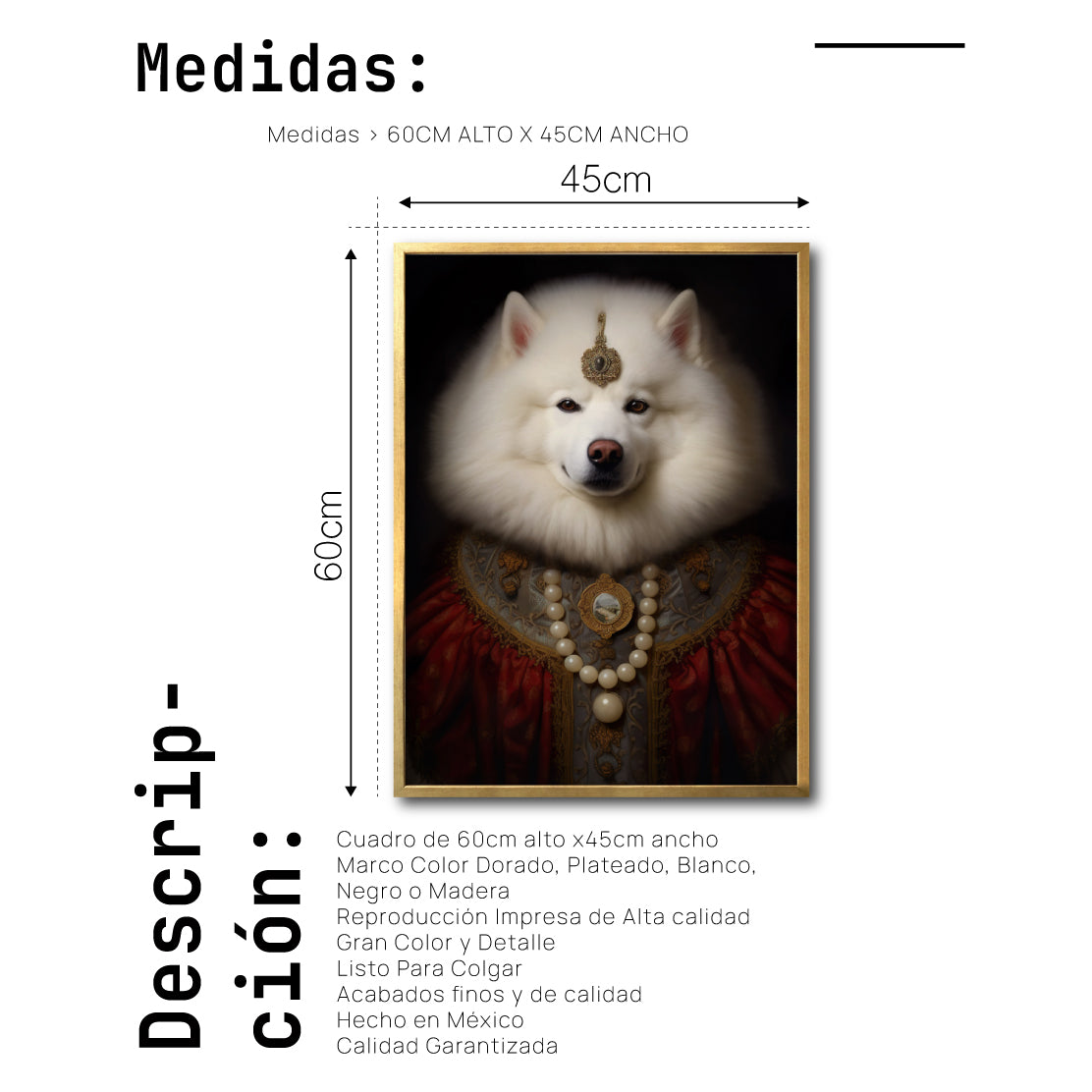 Cuadro Decorativo Perros Epoca 014 - Samoyedo Aristocrata