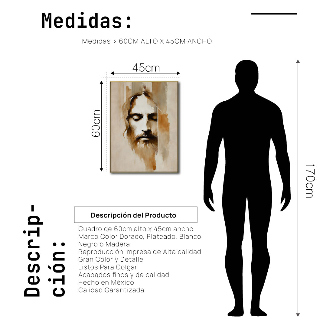 Cuadro Decorativo - Religión 014 - rostro de Jesús Arte Cristiano Jesucristo Abstracto