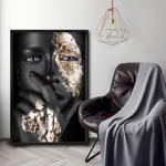 Cargar imagen en el visor de la galería, Cuadro Decorativo Black Woman 015 - Mujer Negra Africana con Dorado
