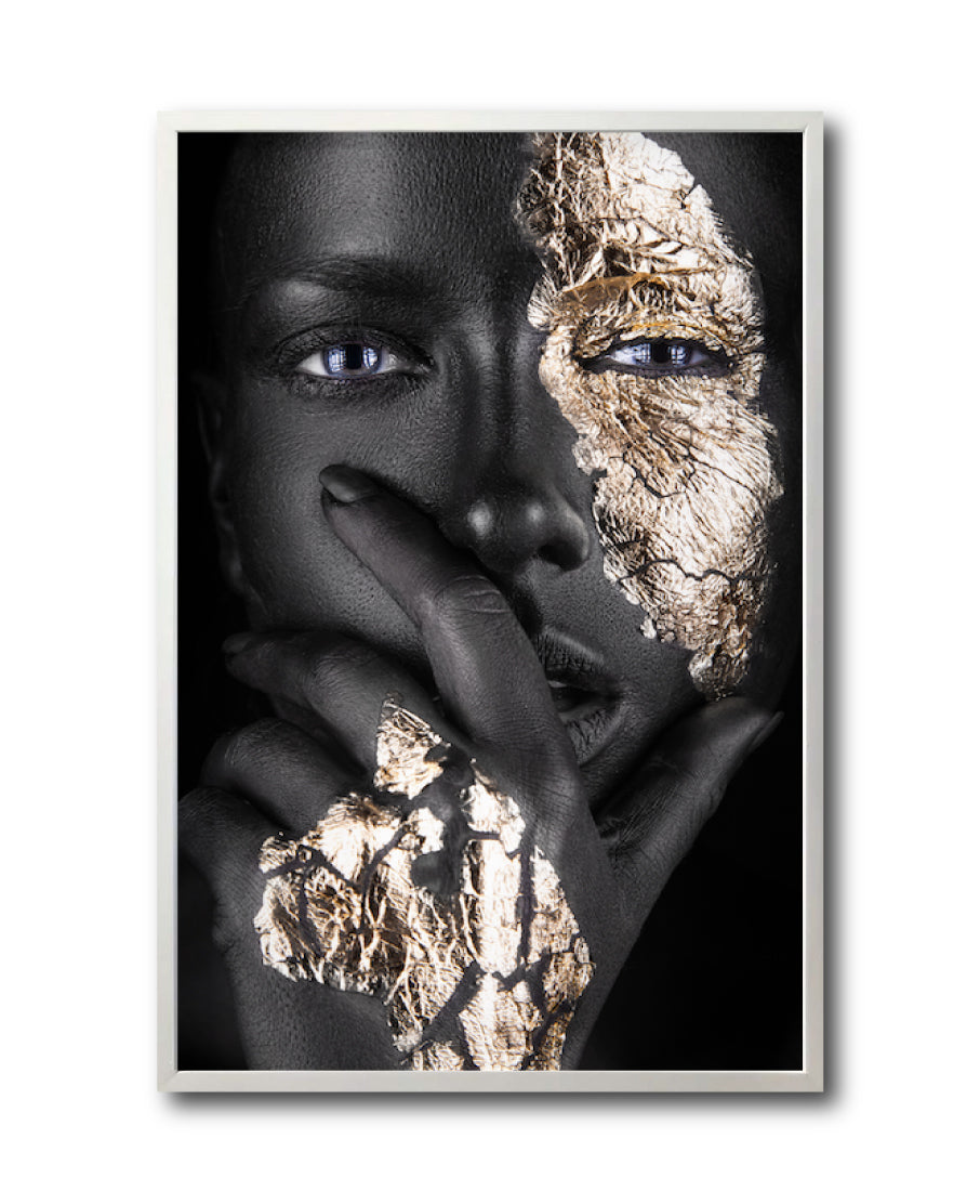 Cuadro Decorativo Black Woman 015 - Mujer Negra Africana con Dorado