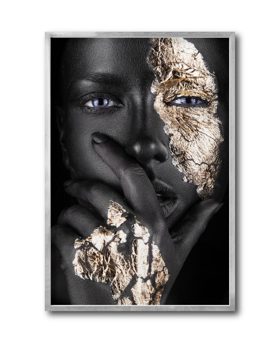 Cuadro Decorativo Black Woman 015 - Mujer Negra Africana con Dorado