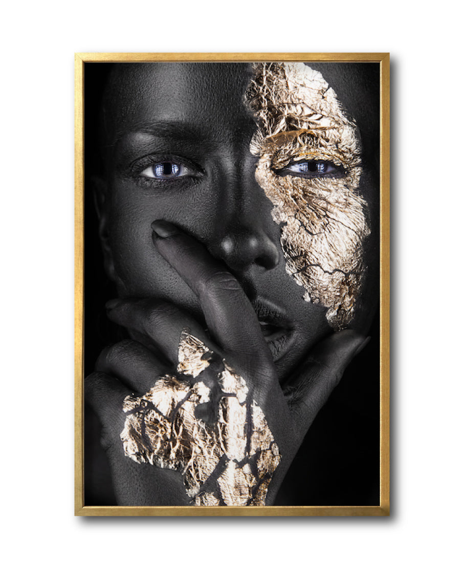 Cuadro Decorativo Black Woman 015 - Mujer Negra Africana con Dorado