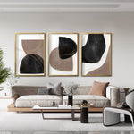 Cargar imagen en el visor de la galería, Set 3 Cuadros Decorativos Abstracto Negro Arena 015 abc - Atte Estilo Boho Minimalista
