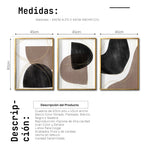 Cargar imagen en el visor de la galería, Set 3 Cuadros Decorativos Abstracto Negro Arena 015 abc - Atte Estilo Boho Minimalista
