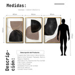 Cargar imagen en el visor de la galería, Set 3 Cuadros Decorativos Abstracto Negro Arena 015 abc - Atte Estilo Boho Minimalista
