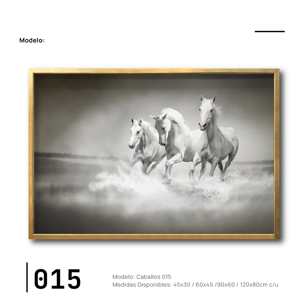 Compra de cuadros decorativos caballos para tu sala en Ciudad de México. Galería 314. Caballos en el mar.