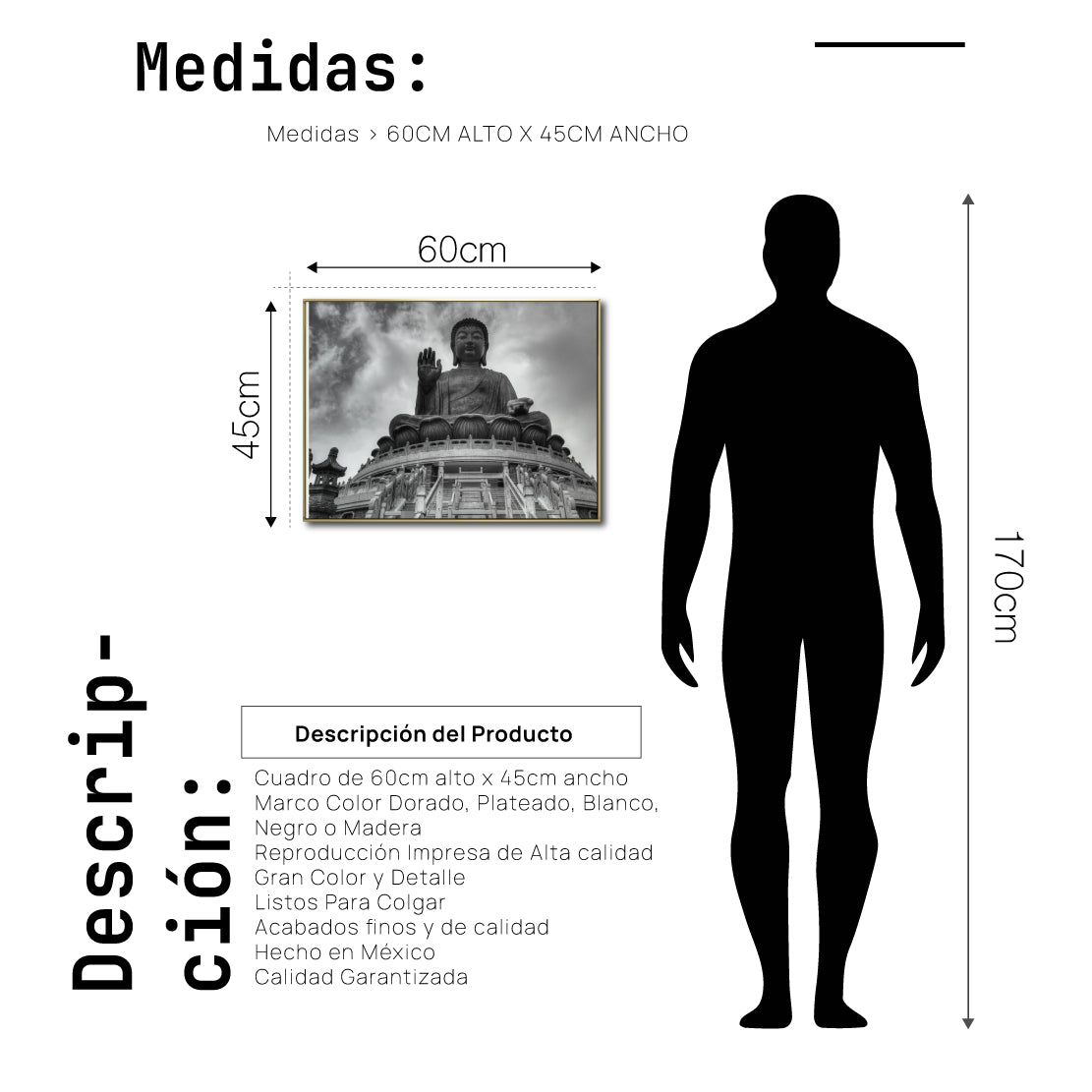 Cuadro Decorativo - Zen 015 - Escultura de Buda en Meditación