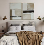 Cargar imagen en el visor de la galería, Set Cuadros Decorativos Abstracto Negro Arena 2 - 239 - Diptico Moderno y Minimalista en Negro, Beige y Cafe Tonos Neutros
