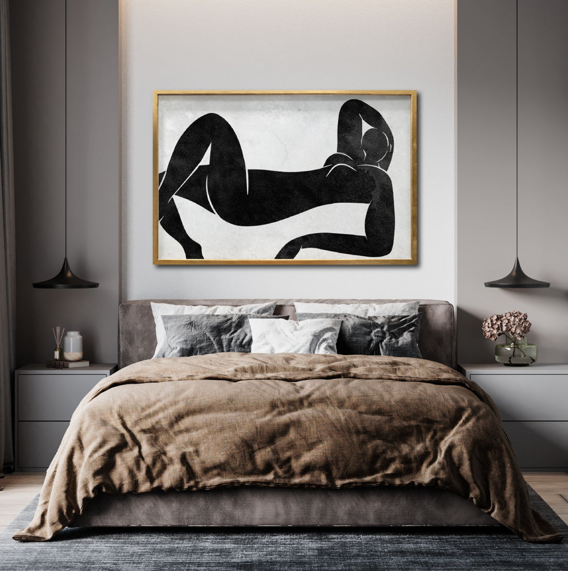 Compra lienzo decorativos abstractos Canvas online para tu comedor. Arte boho, decoración mujer posando.