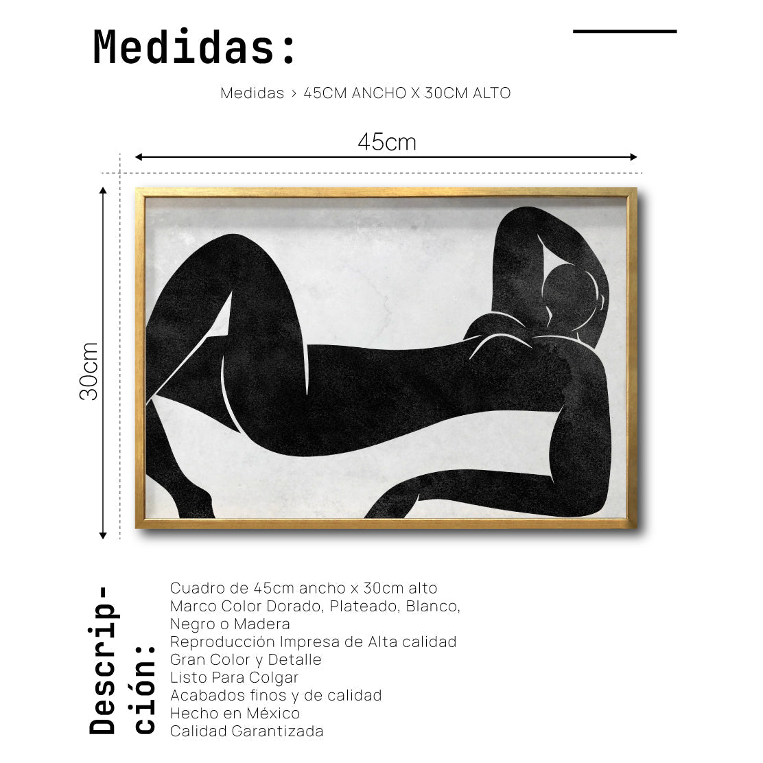 Cuadro Decorativo Abstracto Negro Arena 016 para Comedor