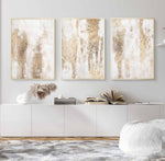 Cargar imagen en el visor de la galería, Set Cuadros Decorativos Abstracto Negro Arena 2 - 281 - Triptico Moderno y Elegante Arte Estilo Boho en Blanco, Beige y Dorado Oro

