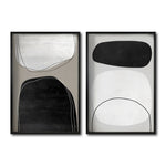 Cargar imagen en el visor de la galería, Set 2 Cuadros Decorativos Abstracto Negro Arena 017 - Estilo Boho Minimalista en tonos Neutros
