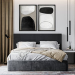 Cargar imagen en el visor de la galería, Set 2 Cuadros Decorativos Abstracto Negro Arena 017 - Estilo Boho Minimalista en tonos Neutros
