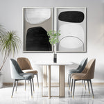 Cargar imagen en el visor de la galería, Set 2 Cuadros Decorativos Abstracto Negro Arena 017 - Estilo Boho Minimalista en tonos Neutros
