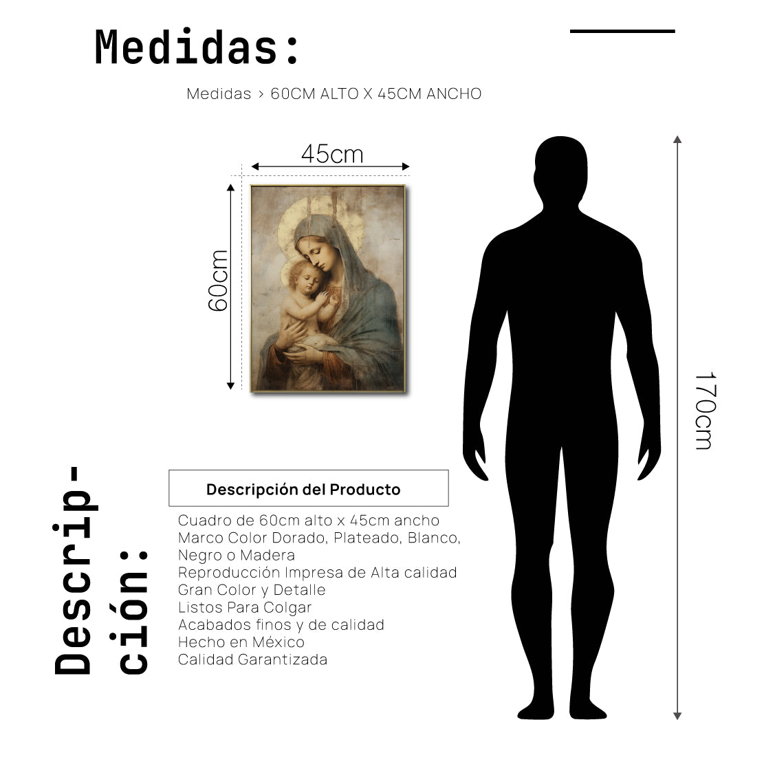 Cuadro Decorativo - Religión 017 - Virgen María Arte Bíblico Elegante