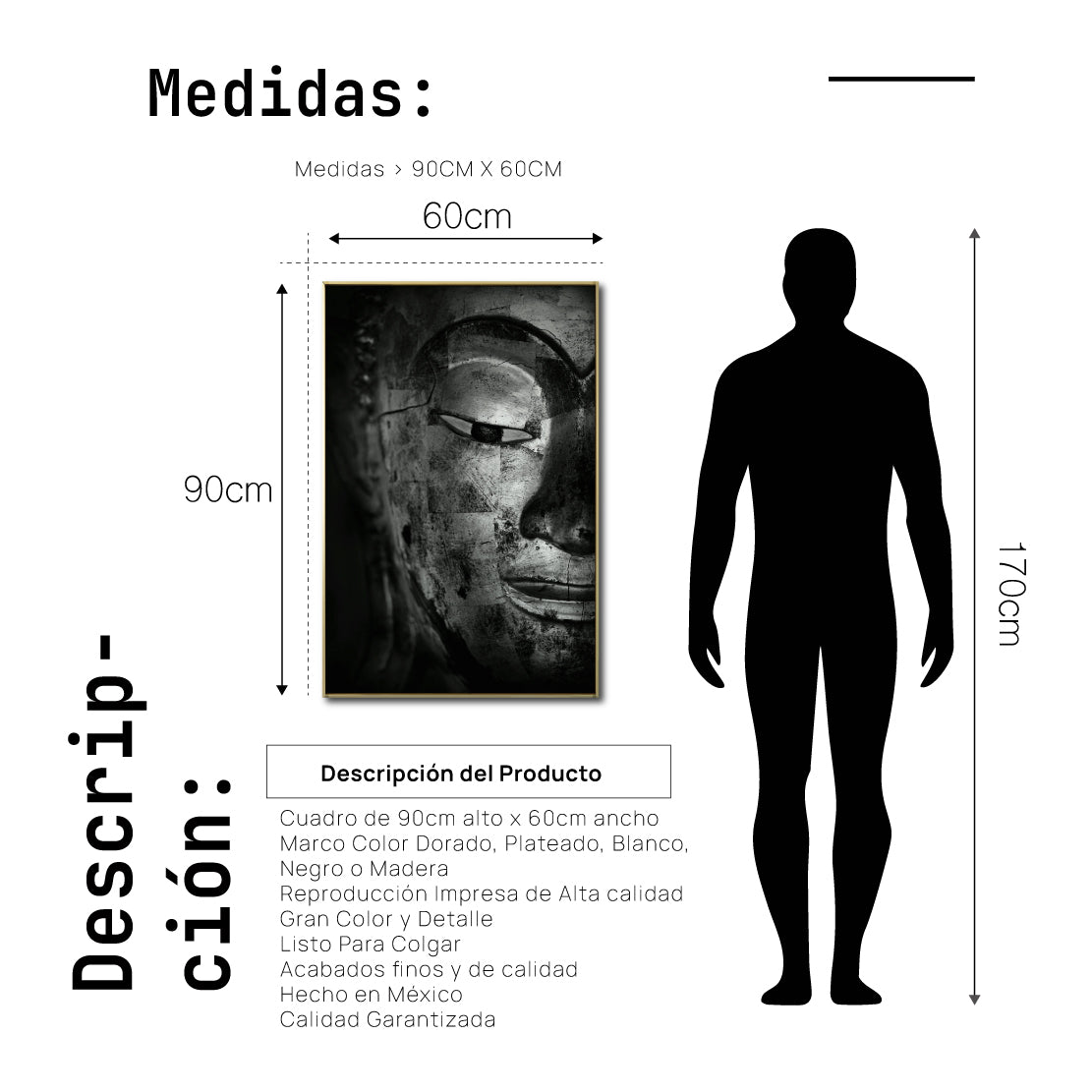 Cuadro Decorativo - Zen 017 - Cabeza de Buda