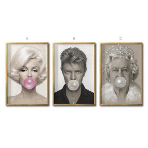 Set Cuadros Decorativos Bubble Gum 017 Marilyn Monroe, David Bowie, Reina Isabel