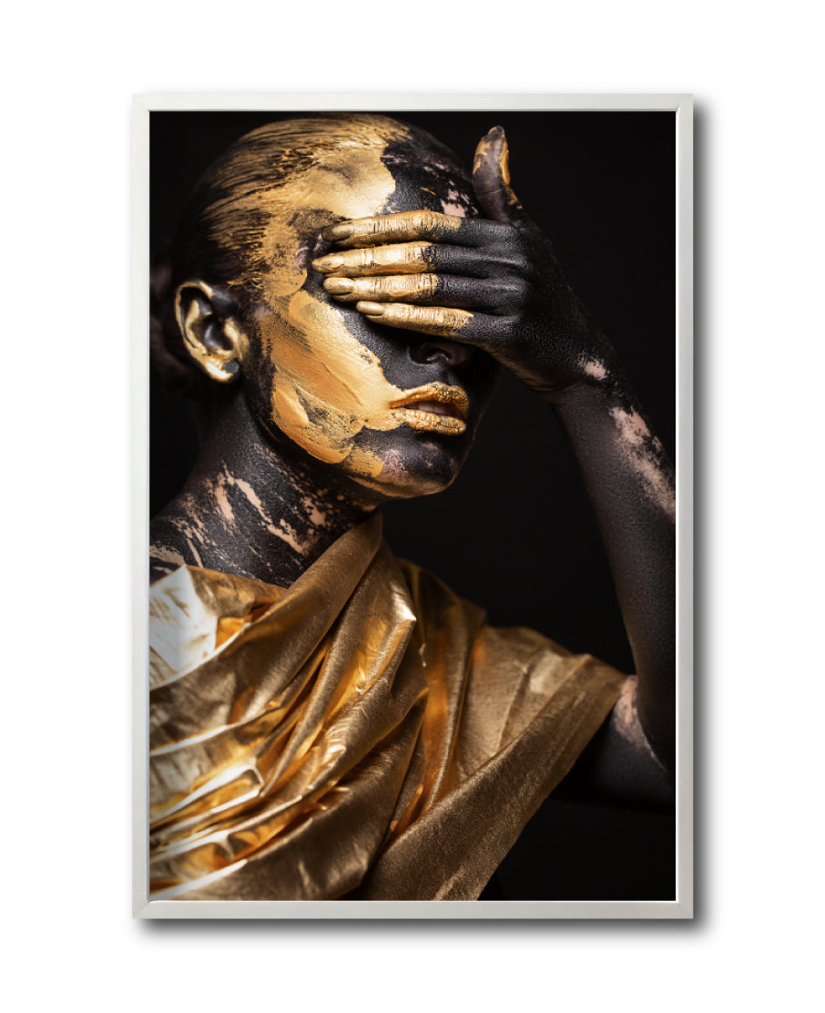 Cuadro Decorativo Black Woman 018 - Mujer Negra Africana con Dorado