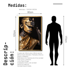 Cuadro Decorativo Black Woman 018 - Mujer Negra Africana con Dorado