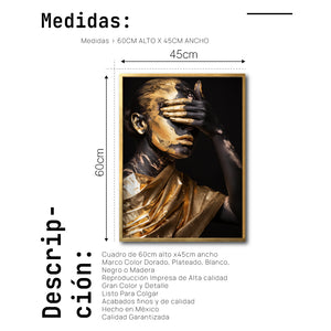 Cuadro Decorativo Black Woman 018 - Mujer Negra Africana con Dorado