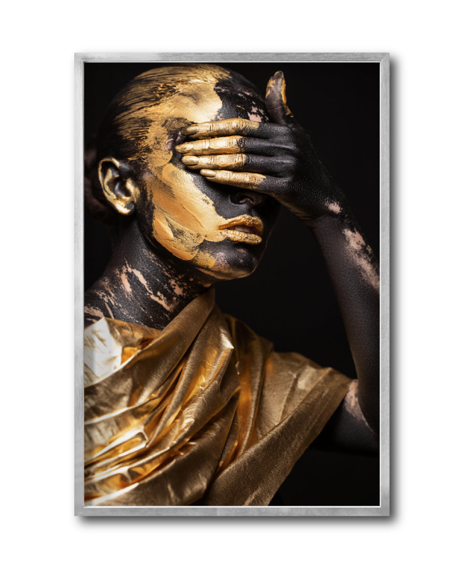 Cuadro Decorativo Black Woman 018 - Mujer Negra Africana con Dorado