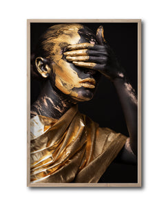 Cuadro Decorativo Black Woman 018 - Mujer Negra Africana con Dorado