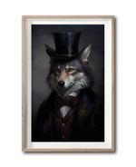 Cargar imagen en el visor de la galería, Cuadro Decorativo Animales Época 018 - Caballero Lobo con Sombrero
