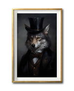 Cargar imagen en el visor de la galería, Cuadro Decorativo Animales Época 018 - Caballero Lobo con Sombrero
