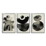 Cargar imagen en el visor de la galería, Set 3 Cuadros Decorativos Abstracto Negro Arena 018 - Estilo Boho Minimalista en Tonos Neutros Beige y Negro
