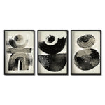 Cargar imagen en el visor de la galería, Set 3 Cuadros Decorativos Abstracto Negro Arena 018 - Estilo Boho Minimalista en Tonos Neutros Beige y Negro
