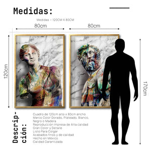 Set 2 Cuadros Decorativos Esculturas 019 La Venus y Hércules