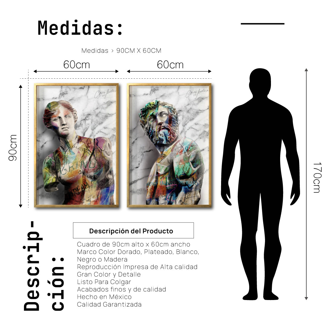 Set 2 Cuadros Decorativos Esculturas 019 La Venus y Hércules
