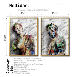 Set 2 Cuadros Decorativos Esculturas 019 La Venus y Hércules