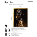 Cargar imagen en el visor de la galería, Cuadro Decorativo Black Woman 019 - Mujer Negra Africana con Dorado
