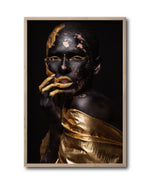 Cargar imagen en el visor de la galería, Cuadro Decorativo Black Woman 019 - Mujer Negra Africana con Dorado
